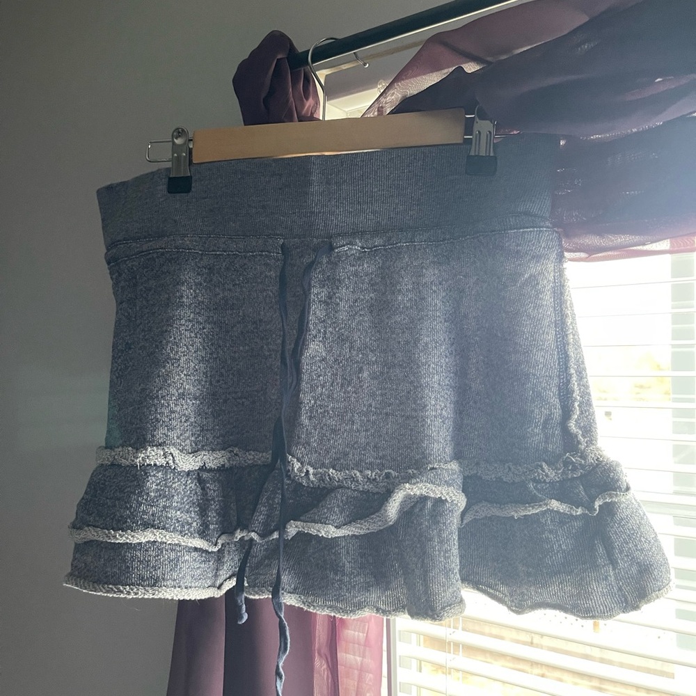 Navy Ruffle Knit Skirt